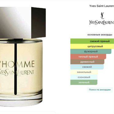 Духи Yves Saint Laurent l'homme edt